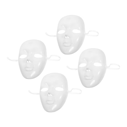 VALICLUD 4 Stück Weiße Kunststoffmasken Bemalen Wiederverwendbare Diy Halloween Masken für Karneval Masquerade und Cosplay Bequemes Design Passend für Verschiedene Kopfgrößen von VALICLUD
