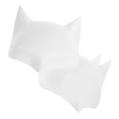 VALICLUD Halloween-Maske 4 Stück Handbemalte Maske Japanische Katzenmaske n Mit Tieren Halbfuchsmasken Leer Unbemalte Fuchsmaske Leere Tiermasken Facebook Pvc Weiß Abschlussball von VALICLUD