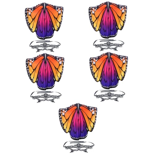 VALICLUD 5 Sätze Schmetterlingsschal Schal Weibliche Maskerade-maske Festival-schmetterlingsmantel Abschlussball-schal Dekor Rotieren Gesichtsmaske Europäisch Und Amerikanisch Polyester von VALICLUD