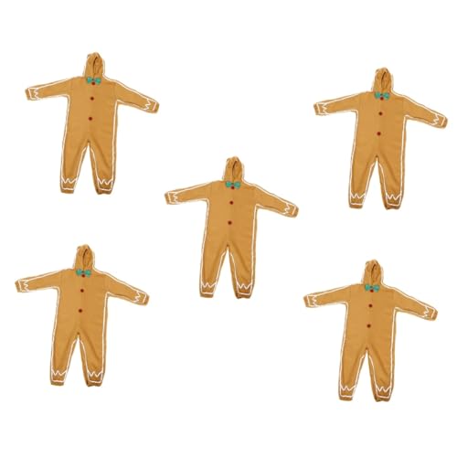 VALICLUD 5 Stück Lebkuchenmann-Kostüm kinderkarneval kinderkleidung Lebkuchenmann-Auftritte Lebkuchenoverall Kostüm für Weihnachtsfeiern Verkleidungskostüm für Polyester Light Brown von VALICLUD