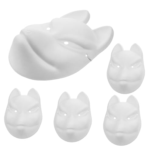 VALICLUD 5 Stück Maskerade liefert party assecoires fox mask Fuchskostüm Halloween-Maske Maskerademaske gesichtsmaske leere maske für bühnenaufführung Gang Rohlinge basteln Papier Weiß von VALICLUD