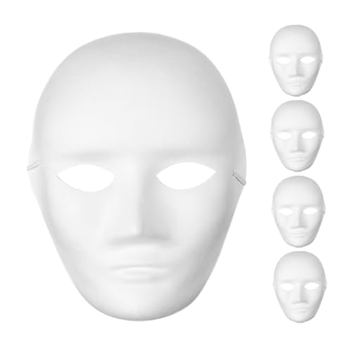VALICLUD 5 Stück Weiße Leere Maske Abschlussball Maske Maskerade-maske Masse Unbemalte Masken Selber Machen Karneval Party Masken Bemalbare Kunstmasken Unbemalte Bastelmaske Weiß Papier von VALICLUD