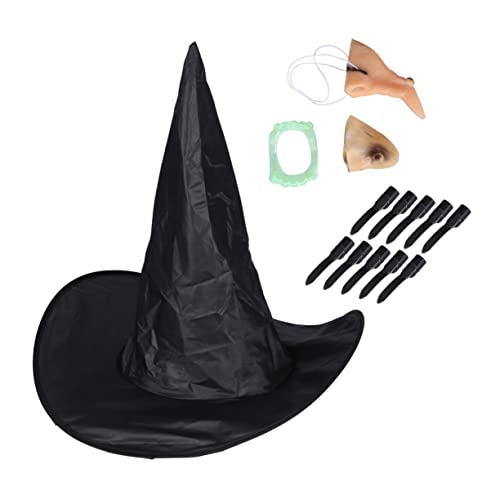 VALICLUD 5Stücke Teiliges Hexen Kostümset Für Halloween Hexenhut Nase Nägel Zähne Gruselige Accessoires Für Cosplay Halloween Partys von VALICLUD