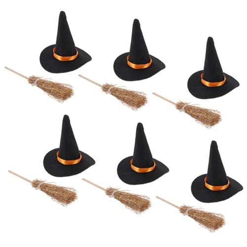 VALICLUD 6 Satz Mini Hexenhüte Set mit Besen Teiliges DIY Bastelset für Halloween Dekoration für Familienaktivitäten und Kreative Gestaltung VALICLUD 6 Satz Mini Hexenhüte Set mit Besen Teiliges DIY Bastelset für Halloween Dekoration für Familienaktivitäten und Kreative Gestaltung von VALICLUD