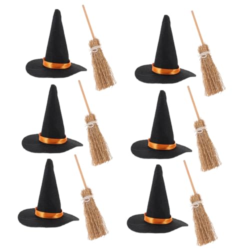 VALICLUD 6 Satz Mini Hexenhut Set mit Besen Teiliges DIY Halloween Zubehör für Kostüme Partys und Dekoration aus Weichem Filz für Kreative Bastelprojekte VALICLUD 6 Satz Mini Hexenhut Set mit Besen Teiliges DIY Halloween Zubehör für Kostüme Partys und Dekoration aus Weichem Filz für Kreative Bastelprojekte von VALICLUD