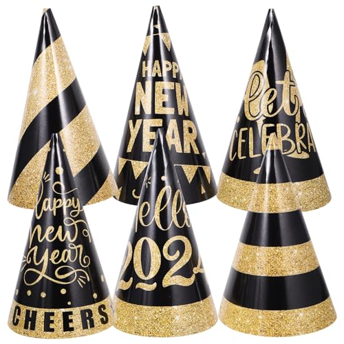 VALICLUD 6 Stück Neujahrs-Partyhüte Für Kinder Und Erwachsene Dekorative Papier-Partyhüte Für Das Neue Jahr 2024 Partyzubehör Feier von VALICLUD