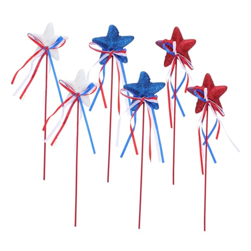 VALICLUD 6stücke Unabhängigkeitstag Dekorationen Stern Magische Stäbe Party Requisiten Glitzerbandstäbe Feestern Requisiten Für Unabhängigkeitsparty Und Memorial Day Dekor von VALICLUD