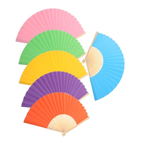 VALICLUD 6 Stück Teiliges Bunte Faltbare Handliche Kleine Handventilatoren für DIY Bastelprojekte Kreative Kunst Kindergarten Partydekoration Hochzeit Outdoor Spaßeinsatz von VALICLUD
