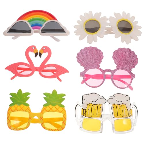 VALICLUD 6 Stück Teiliges Hawaiianische Partybrillen Lustige Strand Sonnenbrillen Kunststoff Leichtgewichtige Kostümbrillen mit Flamingo Ananas Bier Cocktail Palmendesign für Geburtstag VALICLUD 6 Stück Teiliges Hawaiianische Partybrillen Lustige Strand Sonnenbrillen Kunststoff Leichtgewichtige Kostümbrillen mit Flamingo Ananas Bier Cocktail Palmendesign für Geburtstag von VALICLUD