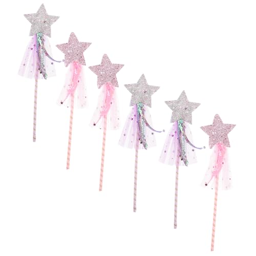 VALICLUD 6 Stück Teiliges Prinzessin Feenstab Sternförmig Glitzernde Zauberstab-Accessoires für Mädchen Leicht und Langlebig Cosplay Party Zubehör für Geburtstag Weihnachten von VALICLUD