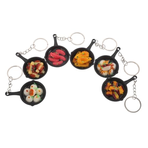 VALICLUD 6 Stück Teiliges Schlüsselanhänger Mini-bratpfannen und Chinesischen Food-charms Lustige Küchen-deko Leichte Schlüsselringe für Taschen Handtaschen und Partyaccessoires von VALICLUD
