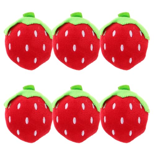 VALICLUD 6St Erdbeerpuppe für Geburtstagsgeschenk Plüsch- für Babys Kuscheliges Erdbeer-Plüschkissen Mini-Fruchtplüschtiere PP Baumwolle rot von VALICLUD