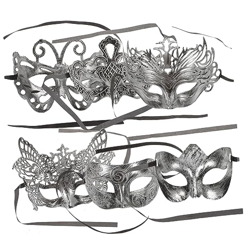 VALICLUD 6st Silberne Maske Vollgesichtskostüm Grimassenkostüm Maskerade Masken Ghul Halloween-kratzer Schmücken Männer Maskieren Karikatur Abschlussball Altes Halloween Plastik Silver von VALICLUD