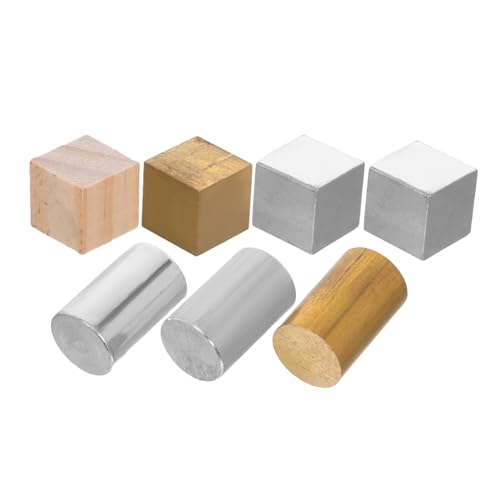 VALICLUD 7 Stück Würfelgruppe Dichtewürfel-Set Aluminiumblock Schwerkraftwürfel aus Metall Holzwürfel Dichteblock Wissenschaftliche Ausrüstung Physikalisches Experiment Metallblöcke Kupfer von VALICLUD