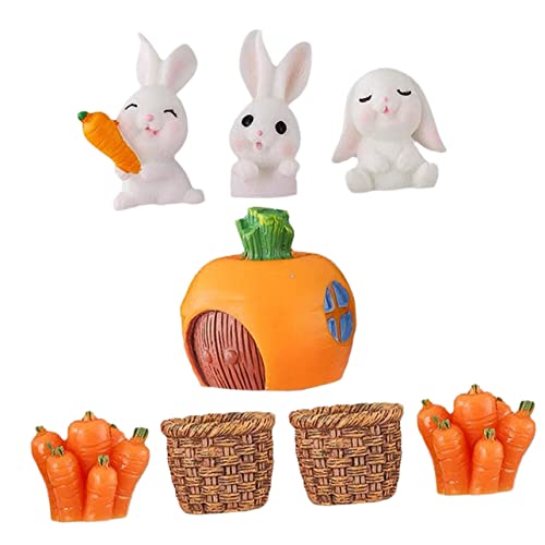 VALICLUD 8 Stück Miniature Kaninchen Figuren Teiliges Osterdekor mit Karotten und Strohkörbchen Deko für Frühlingsfeste Mikrolandschaften und Cake Topper VALICLUD 8 Stück Miniature Kaninchen Figuren Teiliges Osterdekor mit Karotten und Strohkörbchen Deko für Frühlingsfeste Mikrolandschaften und Cake Topper von VALICLUD