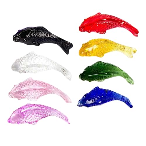 VALICLUD 8 Stück Teiliges Kristall Fisch Ornament Kleine Bunte Fischfiguren aus Glas Stabile Tischdeko Aquarium Deko Vielseitige Wohnraumdekoration für Büro und Zuhause von VALICLUD