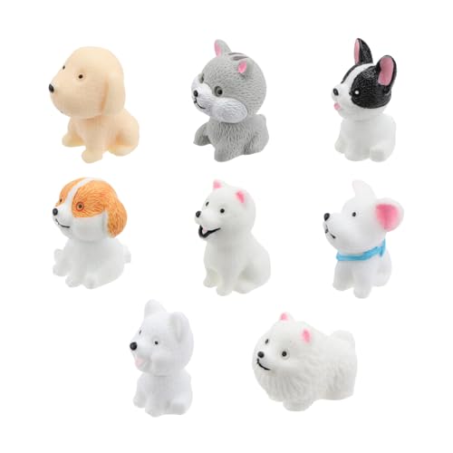 VALICLUD 8 Stück Teiliges Miniatur Resin Hund Ornament Realistische Kleine Hundefiguren für Garten Wohn Schlafzimmerdekoration Elegante Tischdeko mit Feiner Handwerkskunst Zufällige von VALICLUD