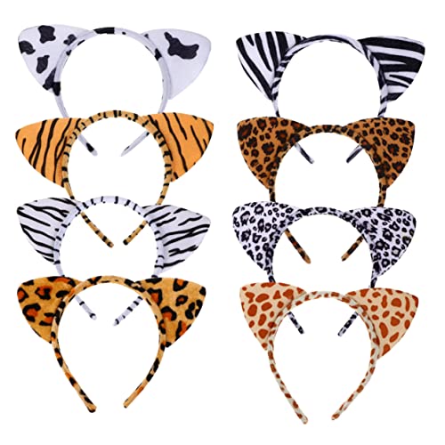 VALICLUD 8 Stück Teiliges Tierohren Haarreif für Cosplay und Halloween Feiern Leopard Zebra Tiger Giraffe Kuh Elastisch und Langlebig für Damen für Kostümpartys von VALICLUD