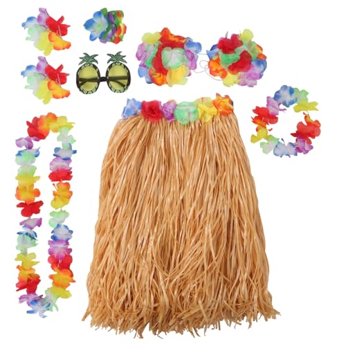 VALICLUD 8 Teiliges Hawaii Hula Kostümset Mit Grasrock Blumenarmbändern Kopfband Haarclip Und Sonnenbrille Klassischer Hula Rock Für Tropenpartys Und Luau Feiern VALICLUD 8 Teiliges Hawaii Hula Kostümset Mit Grasrock Blumenarmbändern Kopfband Haarclip Und Sonnenbrille Klassischer Hula Rock Für Tropenpartys Und Luau Feiern von VALICLUD