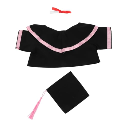 VALICLUD Abschlussbär Outfit Abschlussbär Plüsch Abschluss Stofftiere Plüschbär Tierkappe Abschlusspuppe Nur Abschlussrobe Mini Abschlusskappen Für Stofftiere Rosa Stoff von VALICLUD