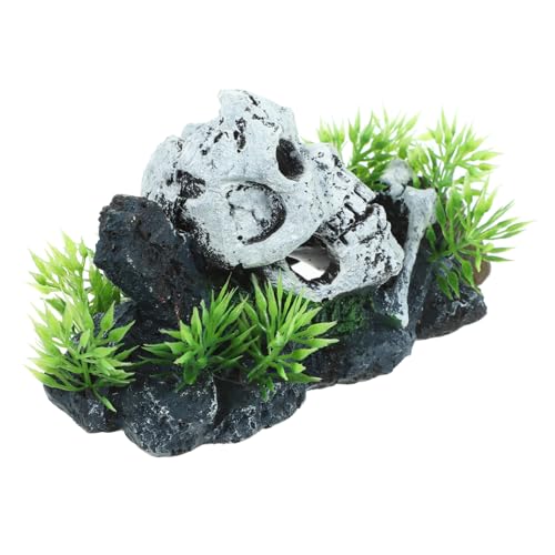 VALICLUD Aquarium Schädelkopf Dekoration aus Resin Realistische Kleine Fischbecken Ornament Langlebig und Fischsicher für Mittelgroße und Große Aquarien Lebendige Unterwasserlandschaft von VALICLUD