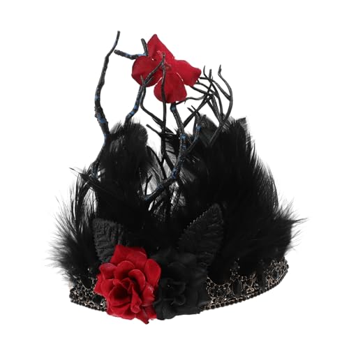VALICLUD Barockblumenkopfschmuck Mädchenhaarband Haarreifen für Mädchen Kopfbedeckung für Halloween-Party Haardekoration weibliches Haarband Halloween Stirnband Zinklegierung Schwarz von VALICLUD