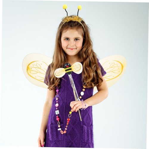 VALICLUD Bienenkostüm Set mit Goldenen Stoffflügeln Zauberstab und Haarreif Leuchtendes Feen Kostüm für Mädchen Bequemes Material für Party Karneval Cosplay und Geschenk VALICLUD Bienenkostüm Set mit Goldenen Stoffflügeln Zauberstab und Haarreif Leuchtendes Feen Kostüm für Mädchen Bequemes Material für Party Karneval Cosplay und Geschenk von VALICLUD