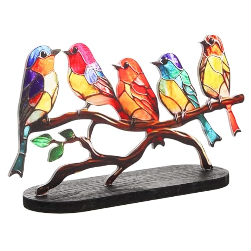 VALICLUD Bunte Vogel Dekoration aus mit Holzsockel Realistische Kleine Vogel Figurine für Wohnzimmer Schlafzimmer Büro Leichte und Kompakte Deko Statue für Tisch und Regal Teiliges von VALICLUD