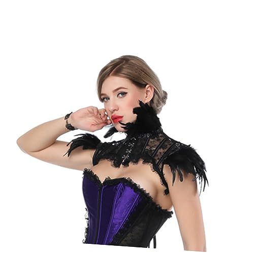 VALICLUD Cape-Schal Cosplay-Umhang Frauen Schal Spitzenschal Halsband Damenschal Kleider Halloween-Outfit Cosplay-Kostüm aus Spitze Umhang für Frau Spitzenumhang Kap Feder Kleidung Mantel von VALICLUD