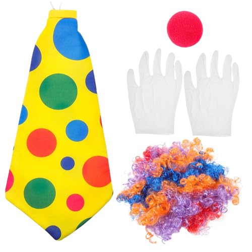 VALICLUD Clown Kostüm Set mit Schaumstoff Nase Fliege D Form Perücke und Handschuhen Leichtes Cosplay Zubehör für Halloween Karneval Mottoparty und Kreative Verkleidungen VALICLUD Clown Kostüm Set mit Schaumstoff Nase Fliege D Form Perücke und Handschuhen Leichtes Cosplay Zubehör für Halloween Karneval Mottoparty und Kreative Verkleidungen von VALICLUD
