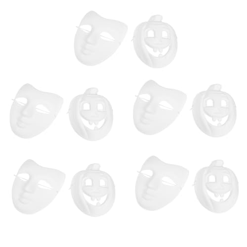VALICLUD DIY Papiermasken Zum Handbemalen Weiße Pulp Papiermasken Für Halloween Karneval Und Kostümpartys Inklusive 5 Kürbis Und Form Masken von VALICLUD