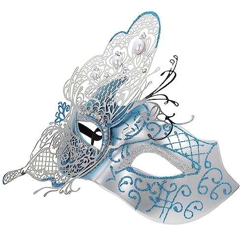 VALICLUD Diamant-schmetterlings-maske Kostüm Outfits Maskerade-maske Für Paare Grimasse Masken Damen Funkeln Männer Maskieren Gesicht Maskerade-maske Für Frauen Party Metall Blue von VALICLUD