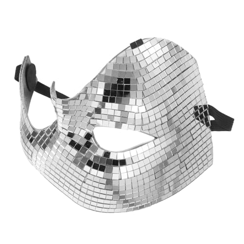 VALICLUD Disco Spiegel Halbgesichtsmaske Silber Glitzernde Festival Maske Halloween Karneval Party Cosplay Damen Herren Leicht und Reflektierend von VALICLUD