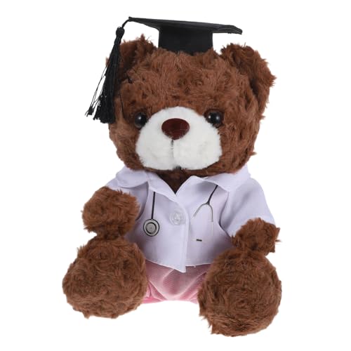 VALICLUD Doktorabschlussbär Grad Animal Doll Für Absolventen Diplom-bär Plüschbär in Arztuniform Doktor Bär Stofftier Geschmückter Bär Zum Abschluss Grad Bär Brown Pp Baumwolle von VALICLUD