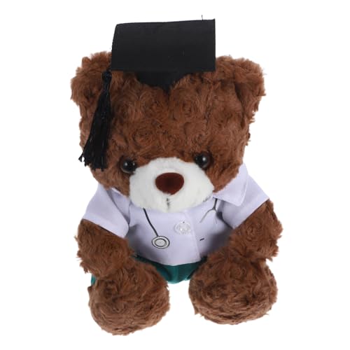 VALICLUD Doktorabschlussbär Kuscheltier ausgestopfter Doktorbär Plüsch für High-School-Absolventen Grad Animal Plüschbär in Arztuniform Junggesellenbär PP Baumwolle Brown von VALICLUD