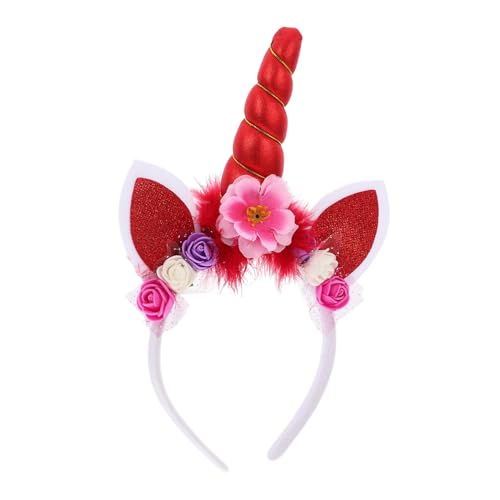 VALICLUD Einhorn Haarreif Party Kopfschmuck Rotes Stirnband Fasching Karneval Cosplay Accessoire für Mädchen VALICLUD Einhorn Haarreif Party Kopfschmuck Rotes Stirnband Fasching Karneval Cosplay Accessoire für Mädchen von VALICLUD