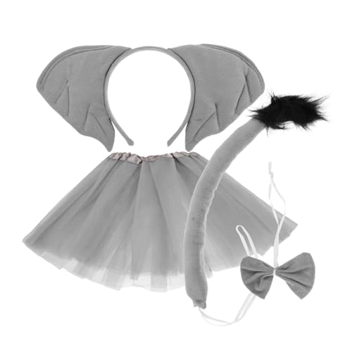 VALICLUD Elefanten-stirnband Elefantenkostüm Für Mädchen Tutu-kleid Elefantenkostüm Für Stirnband Mit Elefantenohren Tierohren Für Elefantenohren Kostüm Tierkostüm Stoff Grey von VALICLUD