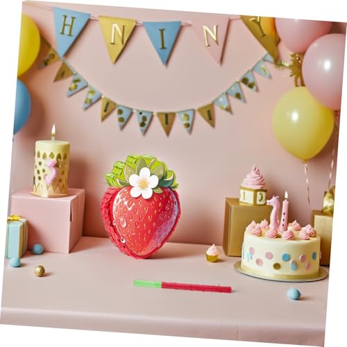 VALICLUD Erdbeer Pinata Partydeko mit und Augenbinde Robuste Pappkarton Pinata mit Krepppapier für Erdbeer Geburtstagsfeiern Cinco De Mayo Fest Babyparty und Partyspiele von VALICLUD