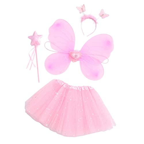 VALICLUD 4 Teiliges Schmetterlingskostü Für ädchen Flügel Pailletten Rock Zauberstab Und Haarreif Ideales Cosplay Accessoire Für Karneval Und Fasching von VALICLUD