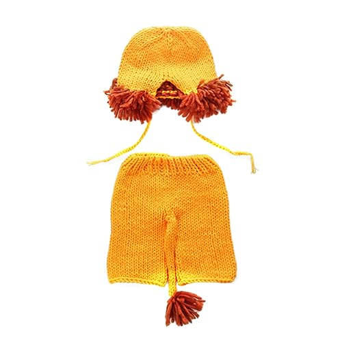 VALICLUD Handgefertigtes Gestricktes Babykostüm Für Neugeborene Fotografie-outfit Orange Mit Löwenmuster Für Babyfotos Für Feiertage Und Besondere Anlässe von VALICLUD