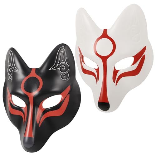 VALICLUD Fuchs Maske Erwachsene Gesichtsmaske Halbmaske Japanische Kabuki Kitsune Cosplay Kostüm Maske für Maskenball Karneval Fasching Mottoparty Maskerade Theater Verkleidung 2 Stück VALICLUD Fuchs Maske Erwachsene Gesichtsmaske Halbmaske Japanische Kabuki Kitsune Cosplay Kostüm Maske für Maskenball Karneval Fasching Mottoparty Maskerade Theater Verkleidung 2 Stück von VALICLUD