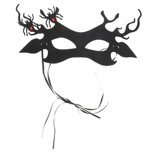 VALICLUD Geweih Spinnenmaske gotisch gruselig Abdeckung Hälfte Party Cosplay Gothic-Vampir-Maske Halloween-Gothic-Kostümzubehör Weihnachtsmaske verkleiden Vlies Black von VALICLUD