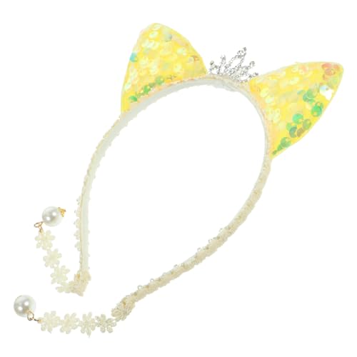 VALICLUD Glitzernder Katzenohren Haarreif mit Krone und Perlen Cosplay Haarband für Partyhaarschmuck Bequem und Langlebig für Karneval und Kostümfeste VALICLUD Glitzernder Katzenohren Haarreif mit Krone und Perlen Cosplay Haarband für Partyhaarschmuck Bequem und Langlebig für Karneval und Kostümfeste von VALICLUD