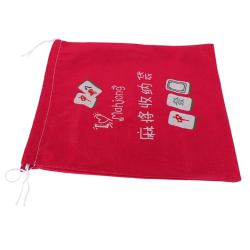 VALICLUD Große Kordelzug Mahjong Aufbewahrungstasche aus Strapazierfähigem Canvas Robuster Mahjong Beutel für Reisen und Gesellige Spielabende und Chinesische Spiele von VALICLUD
