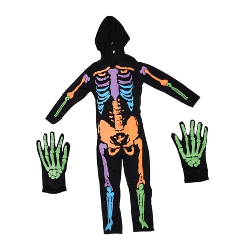VALICLUD Gruselige Kleidung Skelett Bodysuit Skelette Halloween Kostüm Mädchen Neuheit Geisterkostüm Junge Reaper Cosplay Bekleidung Outfits Kinderkleid Halloween Kleidung Polyester von VALICLUD