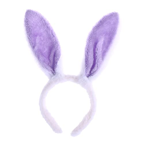 VALICLUD Haarschmuck Weiß Lila Plüsch Kaninchen Stirnband Ostern Hasenohren Stirnband Kaninchen Kostüm Flauschige Haarband Party Cosplay Tier Ohr Kopfstück Karneval Maskerade Kopfschmuck von VALICLUD