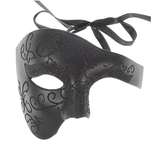 VALICLUD Halbe Gesichtsmaske Männer Maske Schmücken Led-maske Maskerade Masken Halloween Beängstigende Maske Cosplay-maske Kostüm Maske Reinigen Lustige Maske Wimperntusche Plastik Black von VALICLUD
