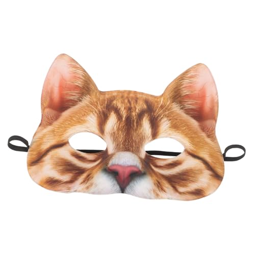 VALICLUD Halbgesichtige Katzenmaske aus EVA und Stoff Langlebig und Praktische Cosplay Maske für Halloween Karneval Maskenball und Party Unisex mit Lustigem Orangen Katzenmotiv von VALICLUD
