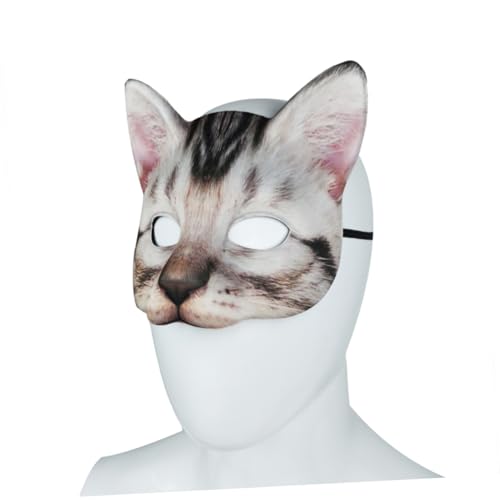 VALICLUD Halbgesichts Katzenmaske aus EVA und Stoff Unisex Lustiges Design mit Blauen Kätzchenohren für Karneval Halloween Maskenball Kostümparty und Cosplay von VALICLUD