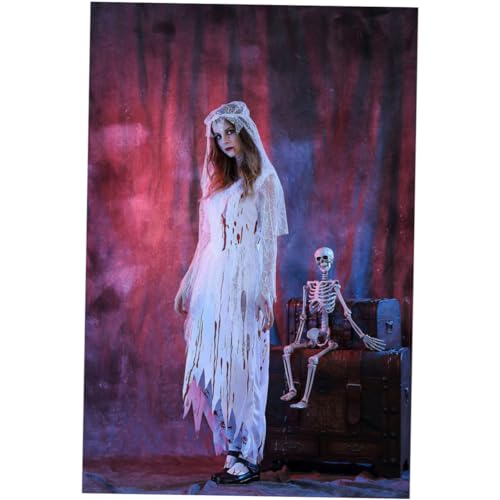 VALICLUD Halloween Braut Kostüm Für Damen Geister Braut Kleid Mit Schleier Weiß Für Halloween Party Und Cosplay VALICLUD Halloween Braut Kostüm Für Damen Geister Braut Kleid Mit Schleier Weiß Für Halloween Party Und Cosplay von VALICLUD